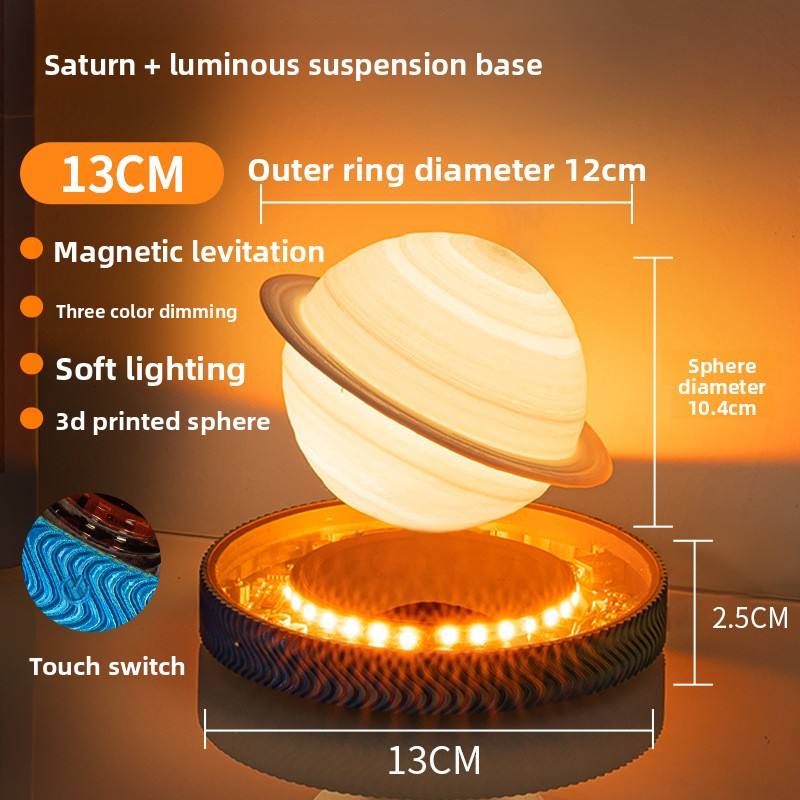 Lampara Saturno Levitante y Giratoria con Luz LED